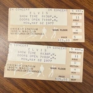 Two vintage May 2, 1977 Elvis Presley tickets